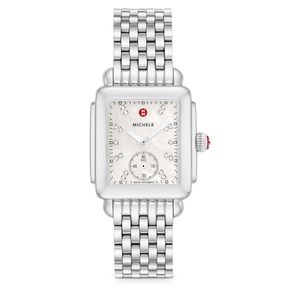 Michele Deco Diamond Watch – Silver with Mother of Pearl Face